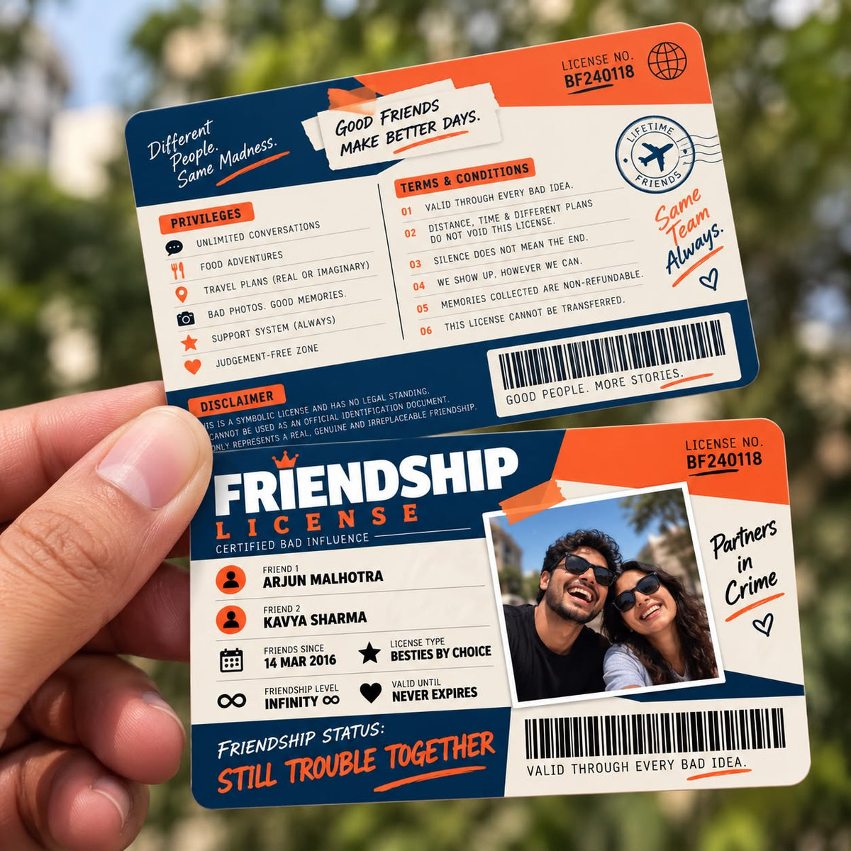 Personalised Friendship License – Certified Influence