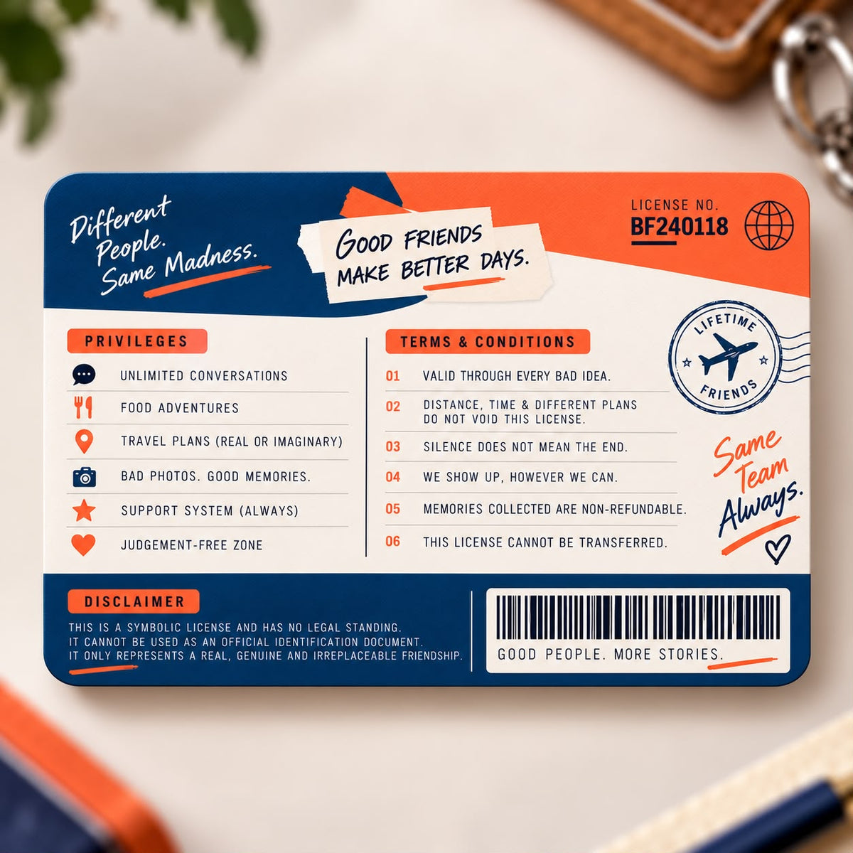 Personalised Friendship License – Certified Influence