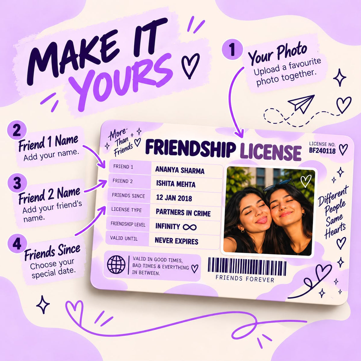 Personalised Friendship License – More Than Friends