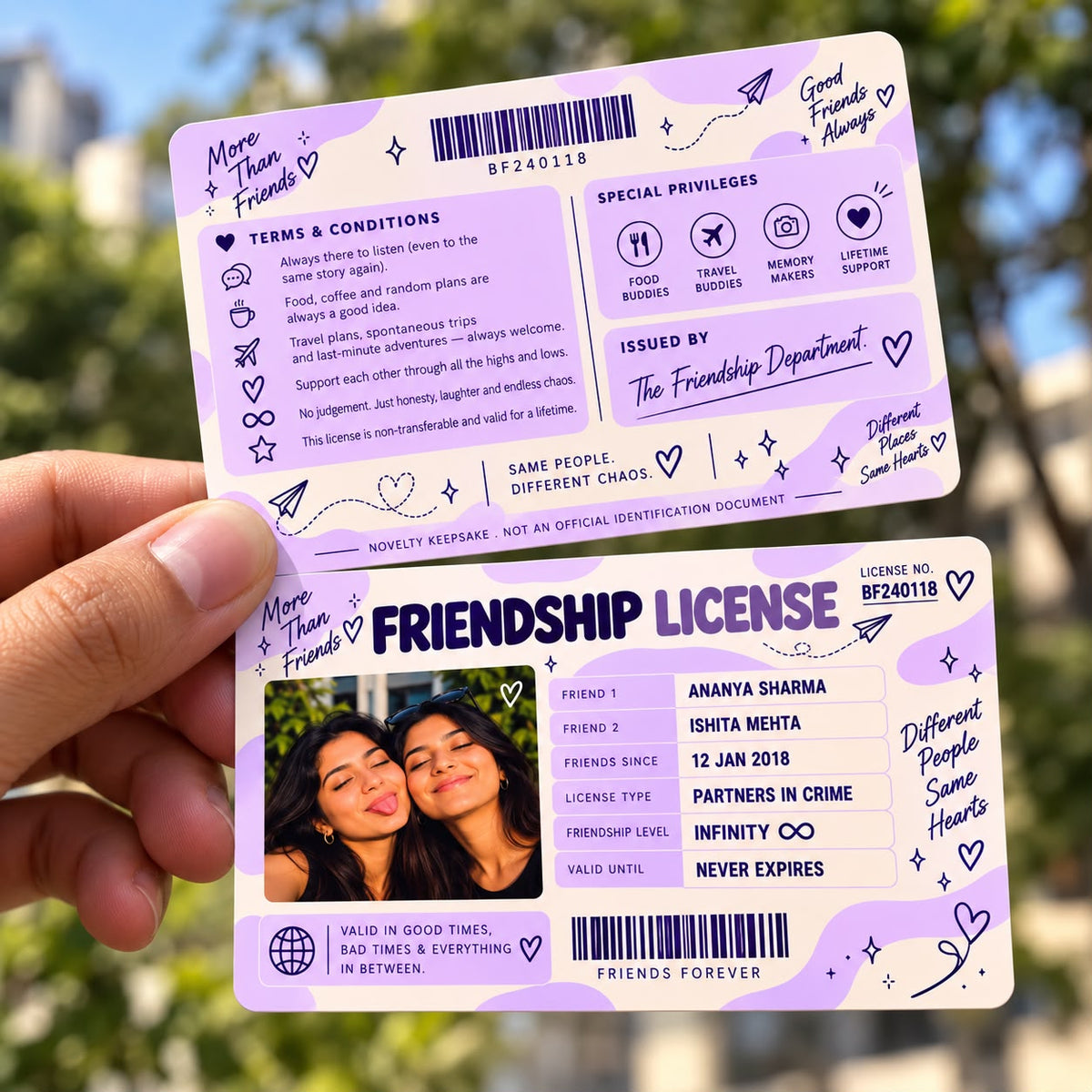 Personalised Friendship License – More Than Friends